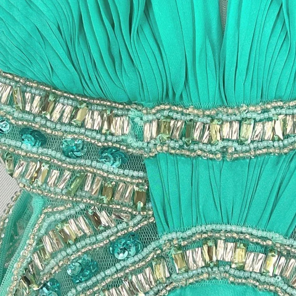 NWT Sherri Hill Seafoam Green 9728 Cutout Formal Gown $378 - Picture 12 of 13